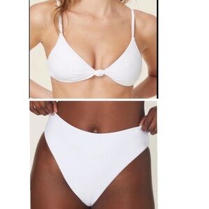 Andie bikini Set Santorini Top‎ 90s High Waisted Bottom White size M NWT